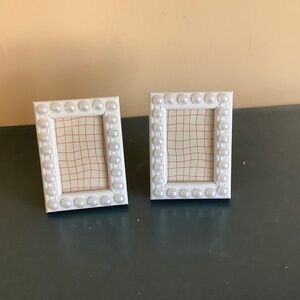 Set of 2…2x3 white frames embellished with faux pearls